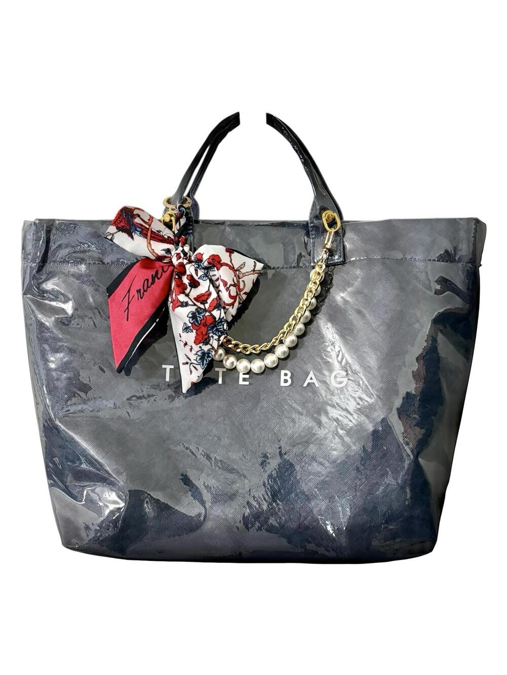 PVC Tote Bag Women's Letters Print Tote Bag Large Paper Tote Bag Carry All Bag